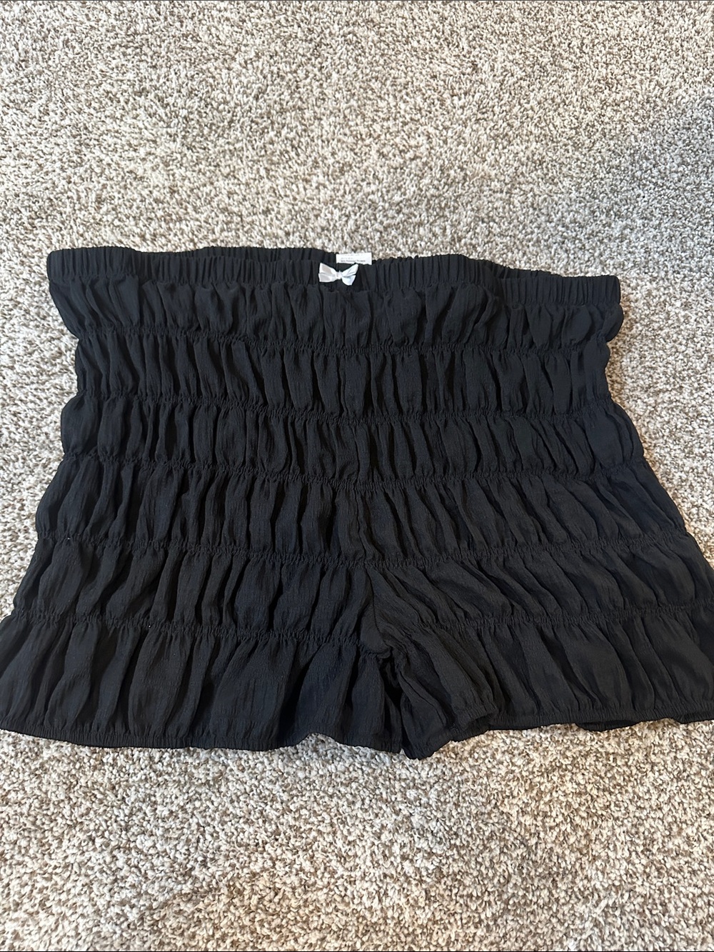 Black Smocked Elastic Waist Women’s Shorts